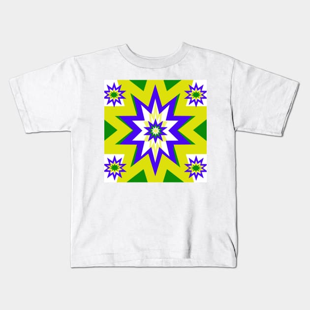 Star Graphic Yellow and Blue Kids T-Shirt by Overthetopsm